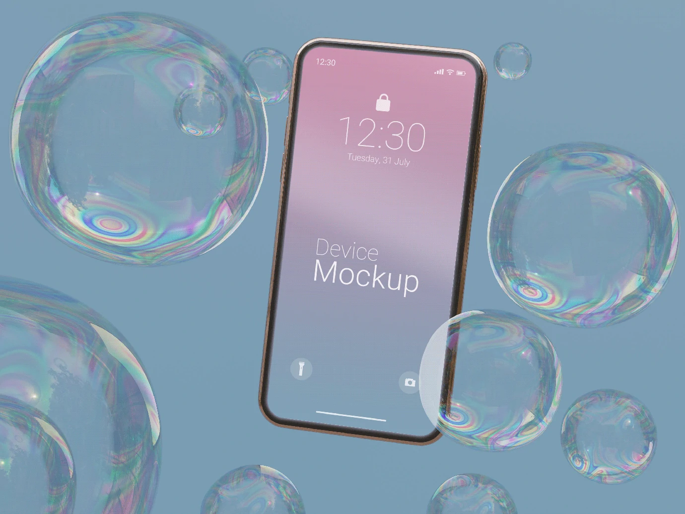 气泡液态泡泡背景手机IPAD平板电脑VI智能贴图样机PSD设计素材【016】